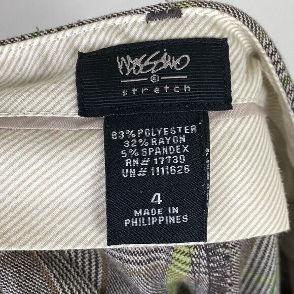 Vintage y2k Mossimo Grey & Green Plaid Low Rise Flare Leg Trouser Pants Size 4 - Picture 5 of 6